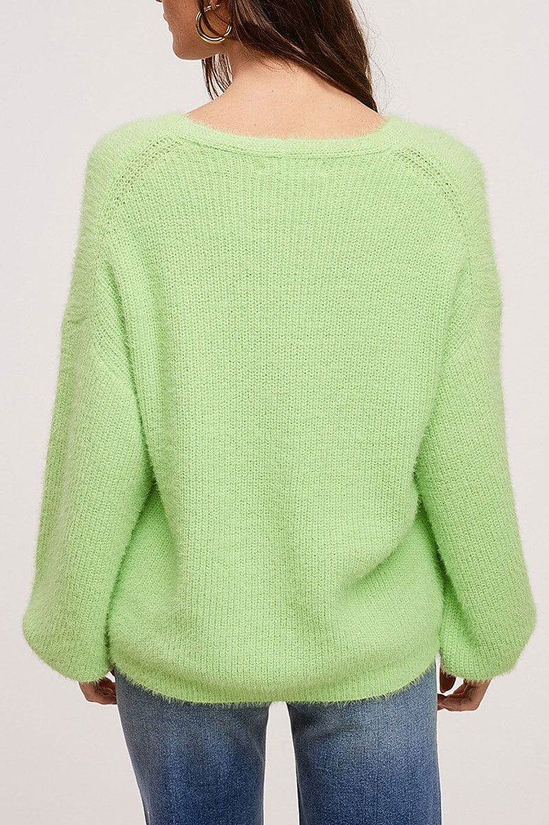 Long sleeve pullover fuzzy sweater (RTWT5485-2)