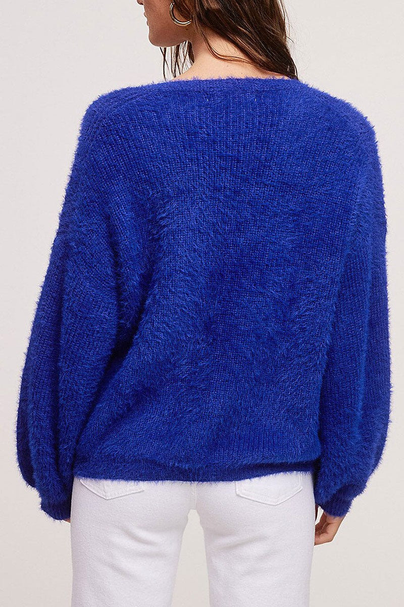 Long sleeve pullover fuzzy sweater (RTWT5485-2)