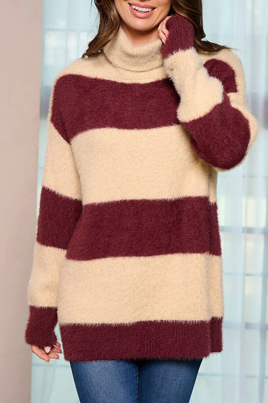 Turtle neck colorblock pullover sweater (RVWT5853)