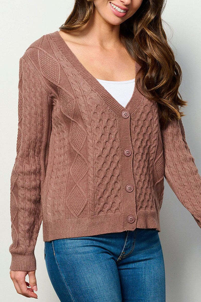 Long sleeve button closure cardigan sweater (RVWT5869)