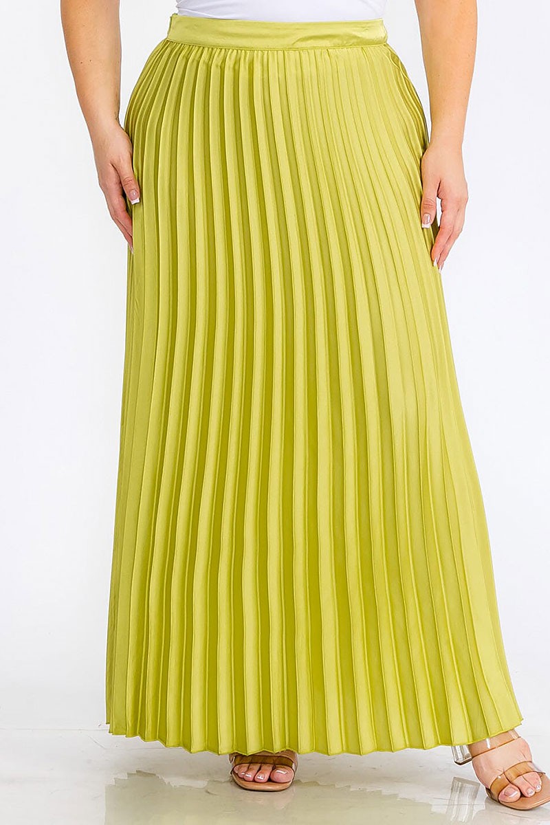 Zipper closure pleated maxi skirt (RVWT5870)