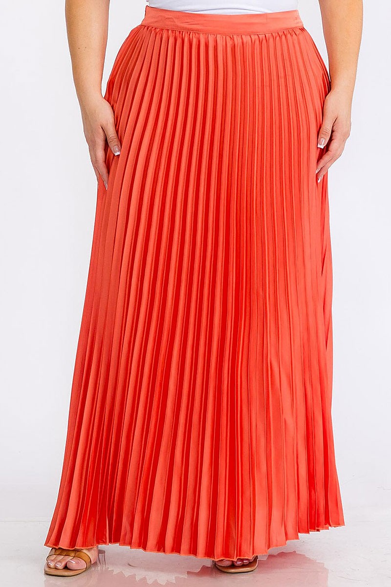 Zipper closure pleated maxi skirt (RVWT5870)