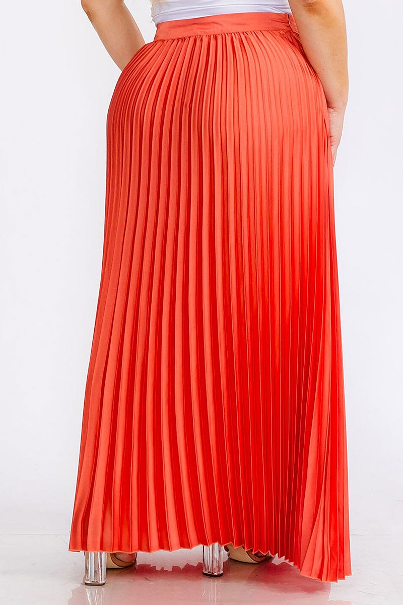 Zipper closure pleated maxi skirt (RVWT5870)