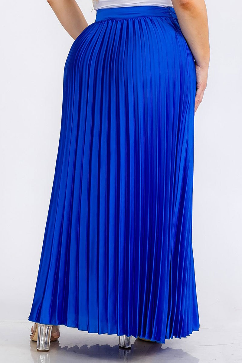 Zipper closure pleated maxi skirt (RVWT5870)