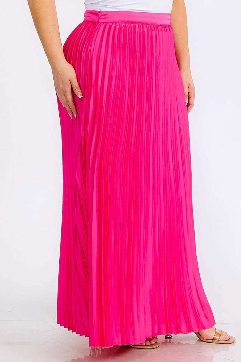 Zipper closure pleated maxi skirt (RVWT5870)