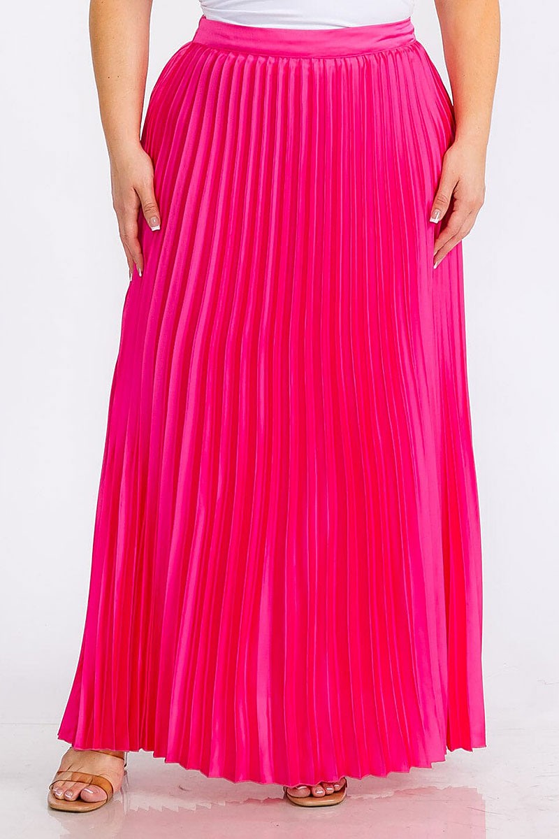 Zipper closure pleated maxi skirt (RVWT5870)