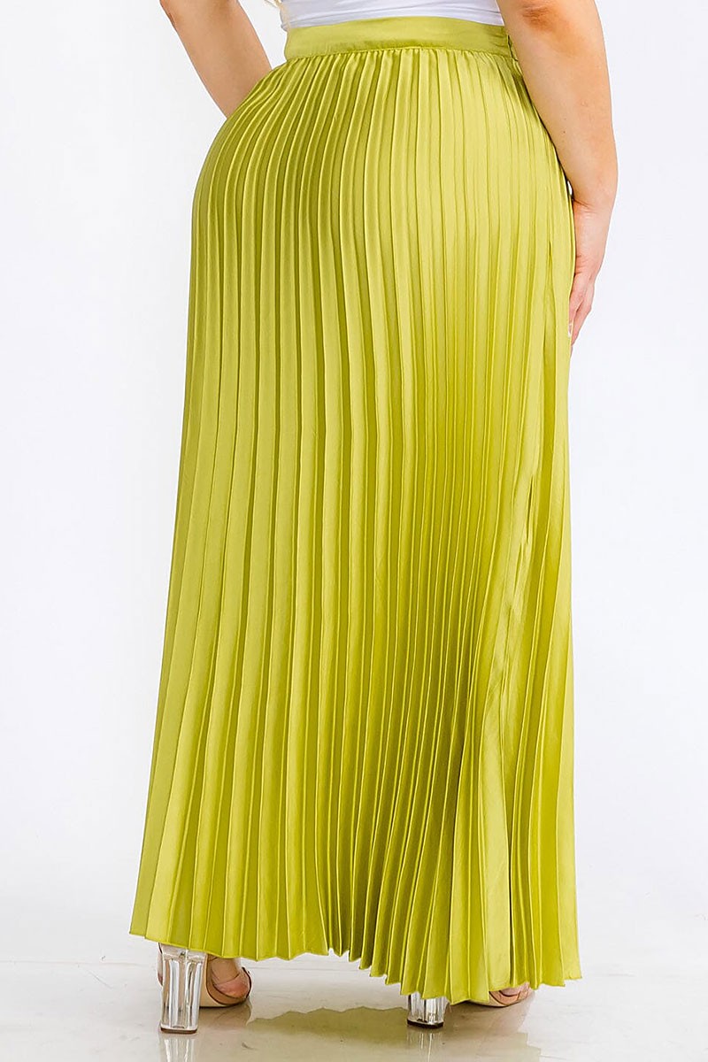 Zipper closure pleated maxi skirt (RVWT5870)