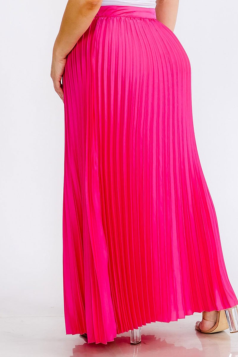 Zipper closure pleated maxi skirt (RVWT5870)