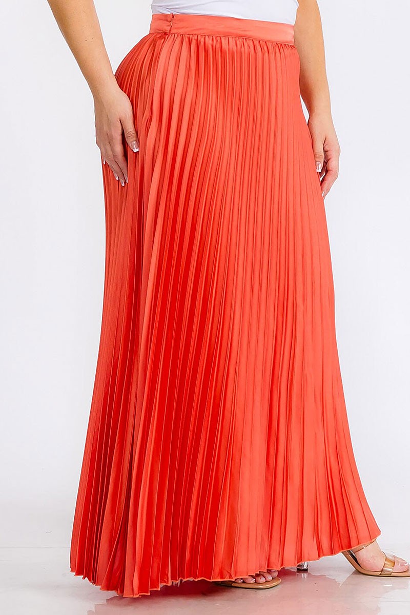 Zipper closure pleated maxi skirt (RVWT5870)