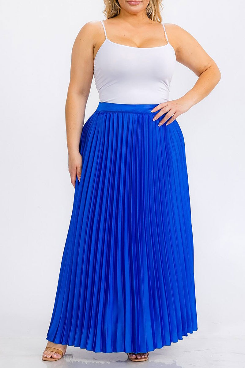 Zipper closure pleated maxi skirt (RVWT5870)