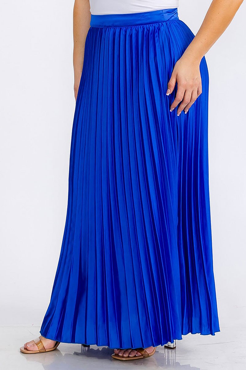 Zipper closure pleated maxi skirt (RVWT5870)