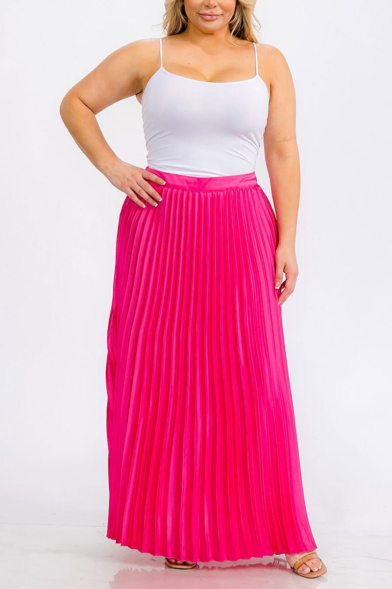 Zipper closure pleated maxi skirt (RVWT5870)