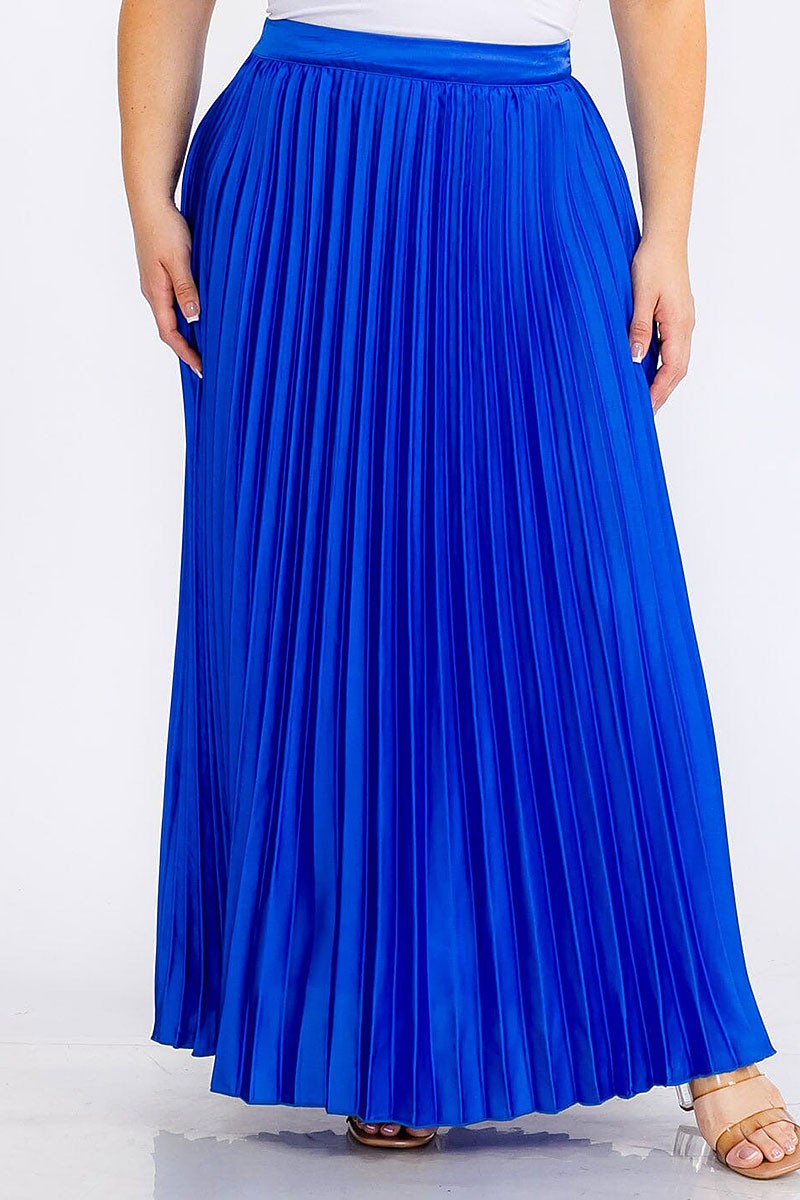 Zipper closure pleated maxi skirt (RVWT5870)