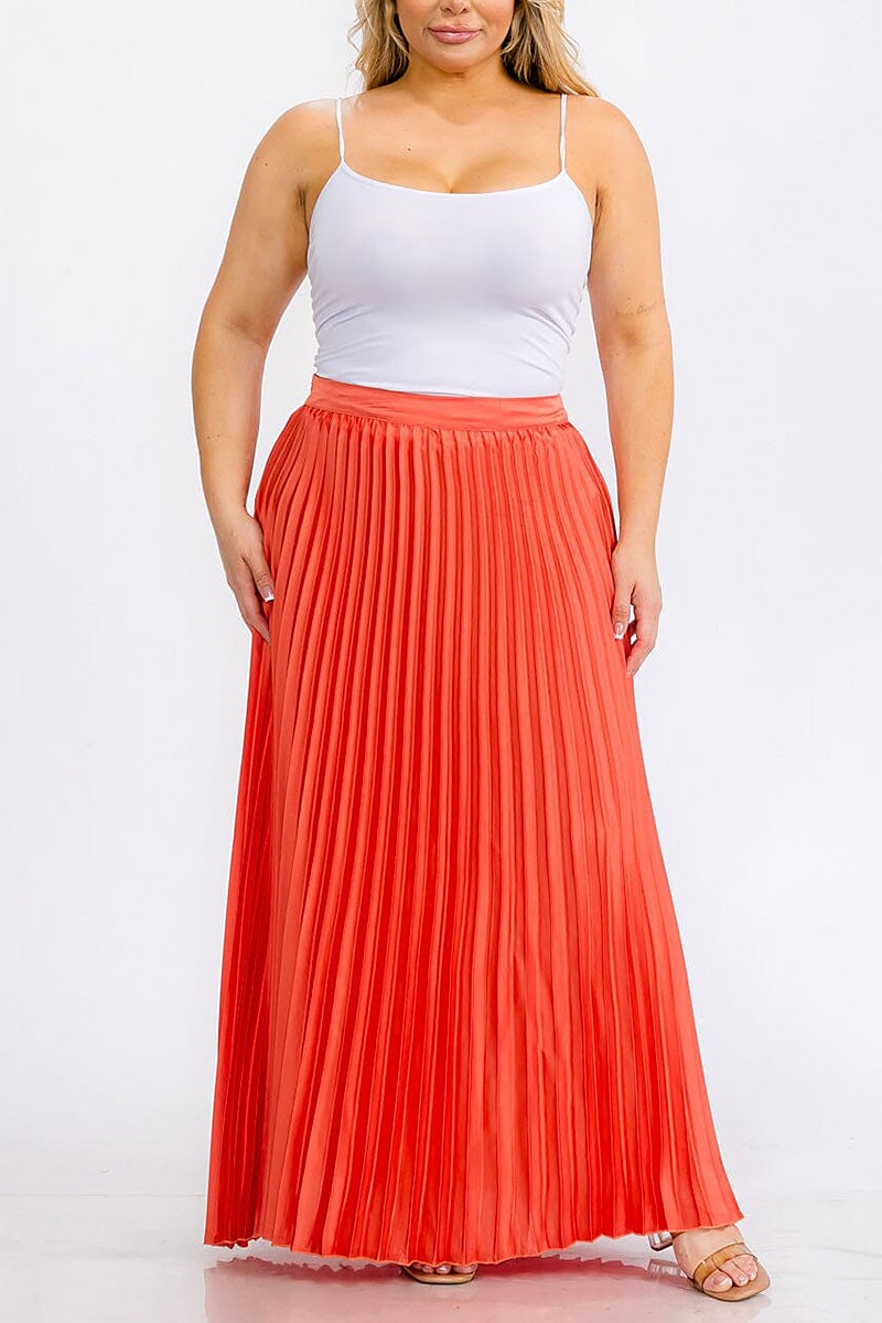 Zipper closure pleated maxi skirt (RVWT5870)