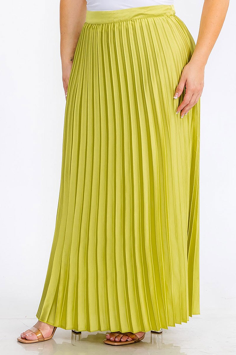 Zipper closure pleated maxi skirt (RVWT5870)