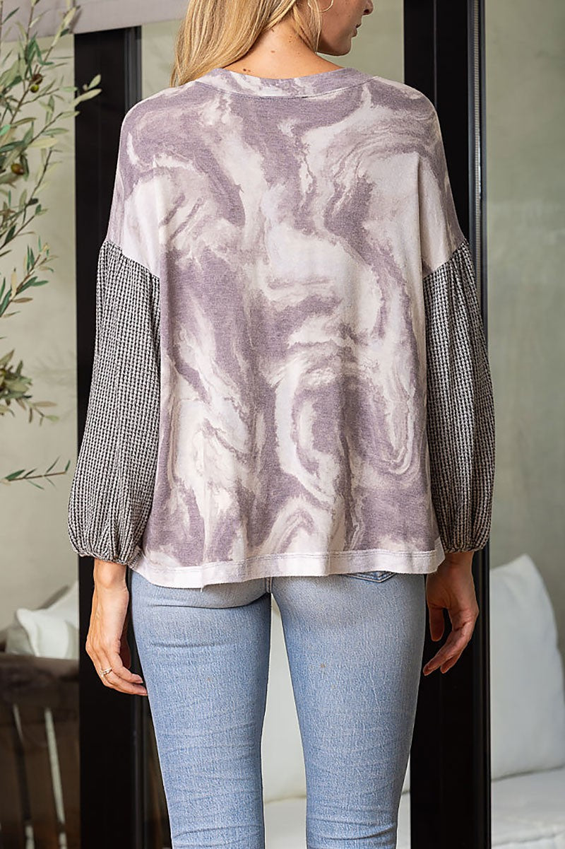 Marble dolman long sleeves knit top (RSSW4649)