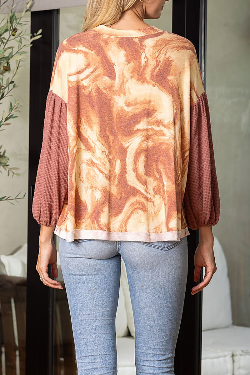 Marble dolman long sleeves knit top (RSSW4649)