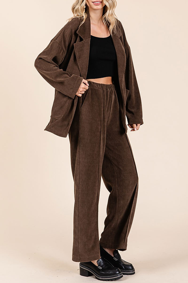 Oversized soft corduroy blazer and pants set (RSH2441)