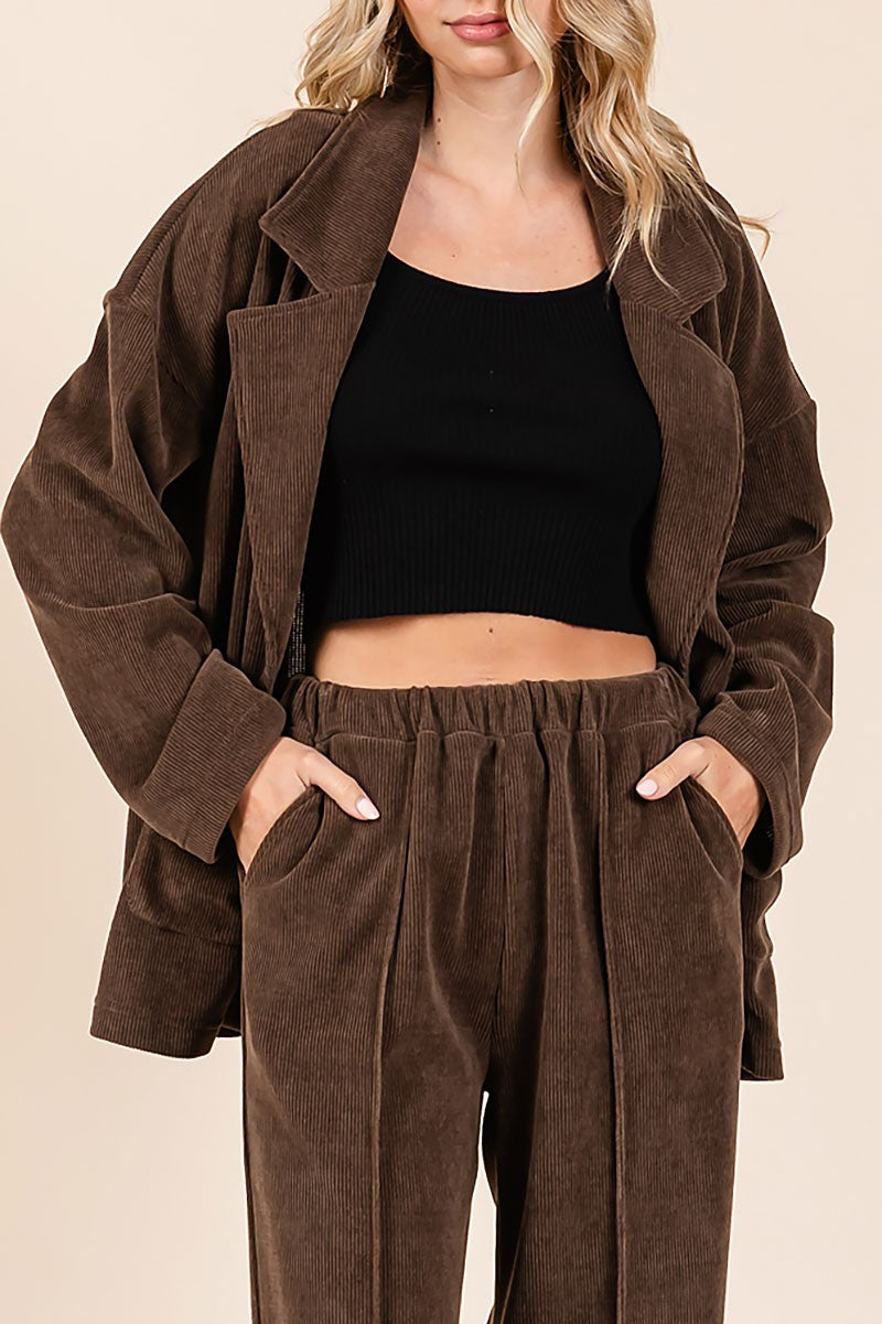 Oversized soft corduroy blazer and pants set (RSH2441)