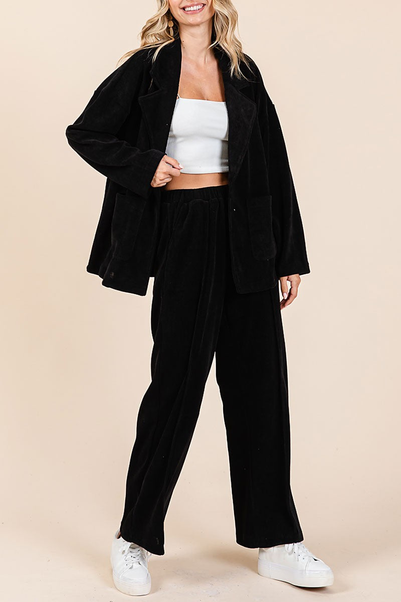 Oversized soft corduroy blazer and pants set (RSH2441)