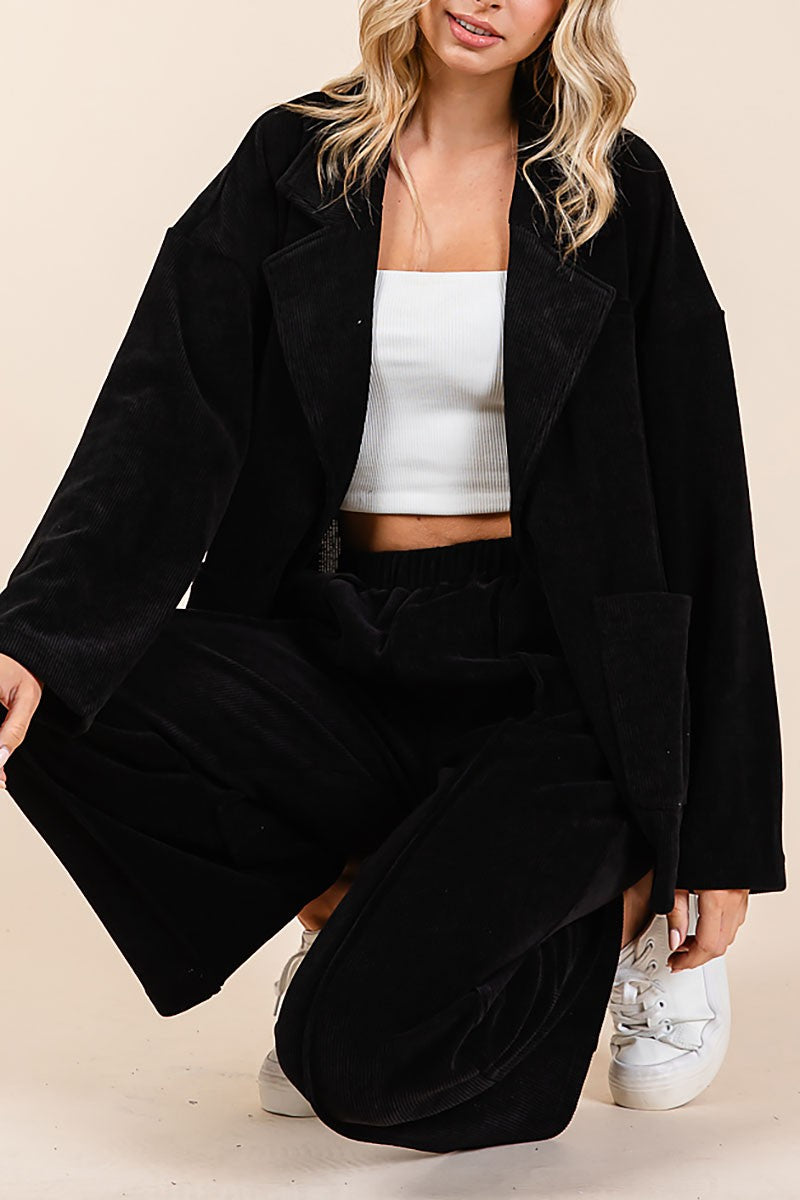 Oversized soft corduroy blazer and pants set (RSH2441)