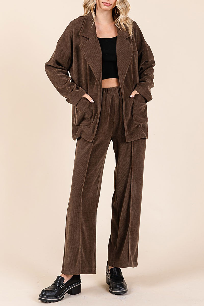 Oversized soft corduroy blazer and pants set (RSH2441)