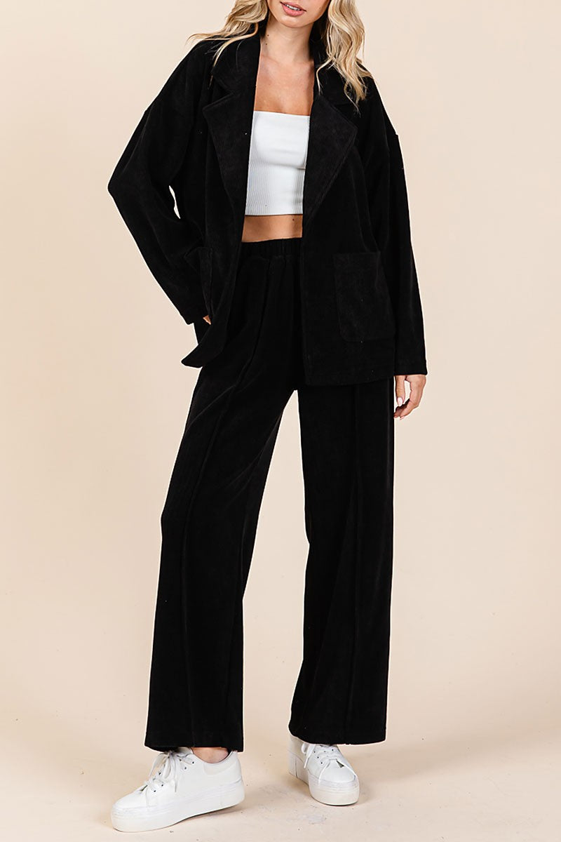 Oversized soft corduroy blazer and pants set (RSH2441)