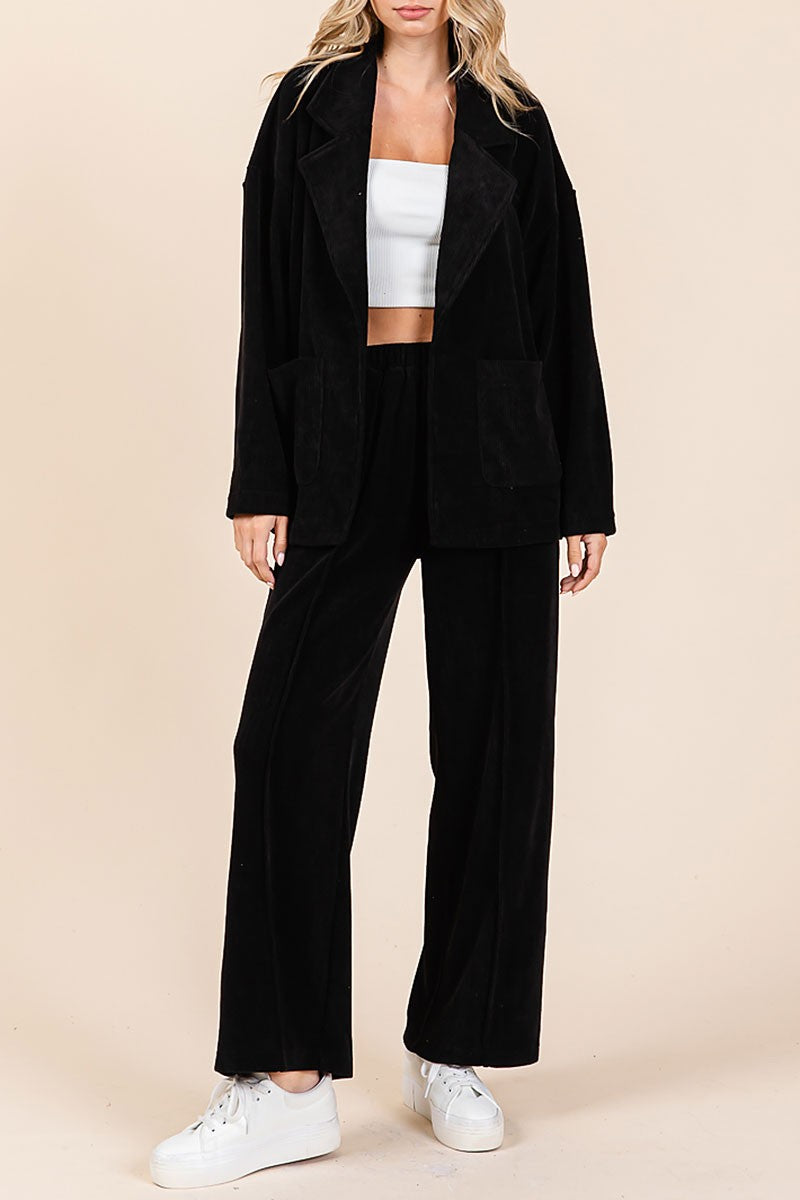 Oversized soft corduroy blazer and pants set (RSH2441)