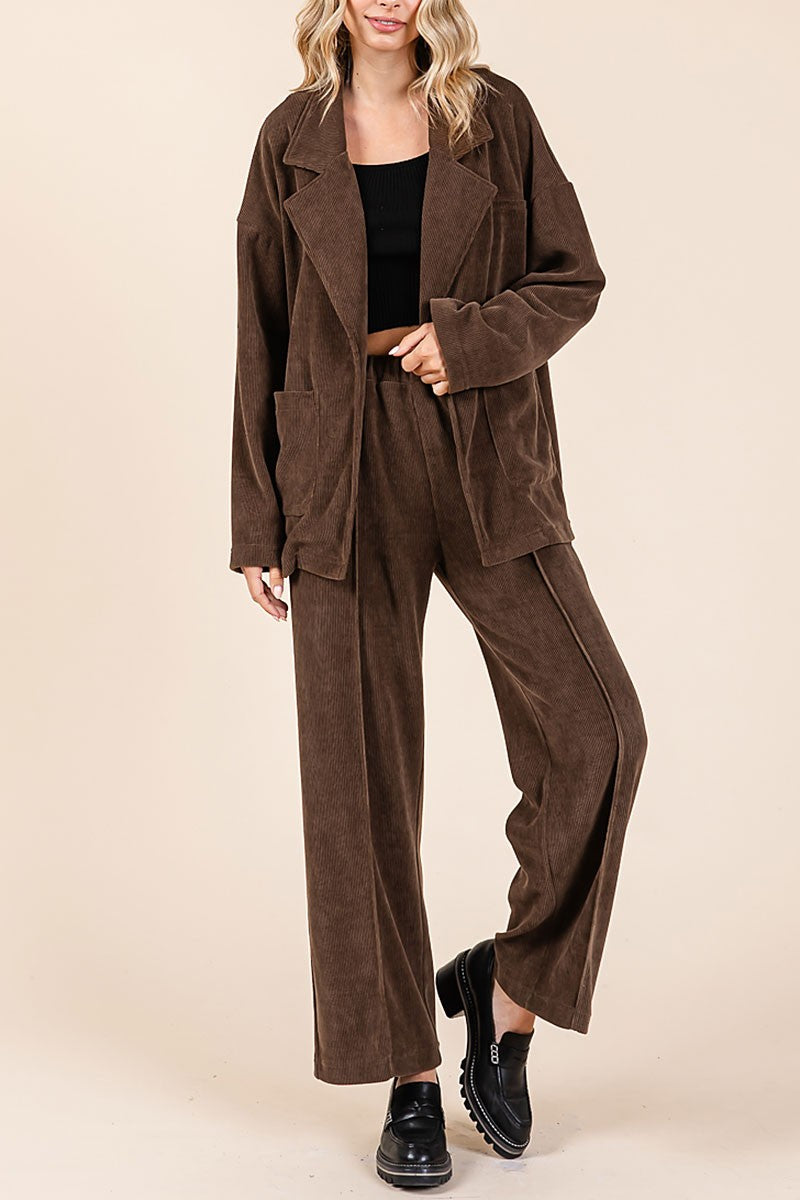 Oversized soft corduroy blazer and pants set (RSH2441)