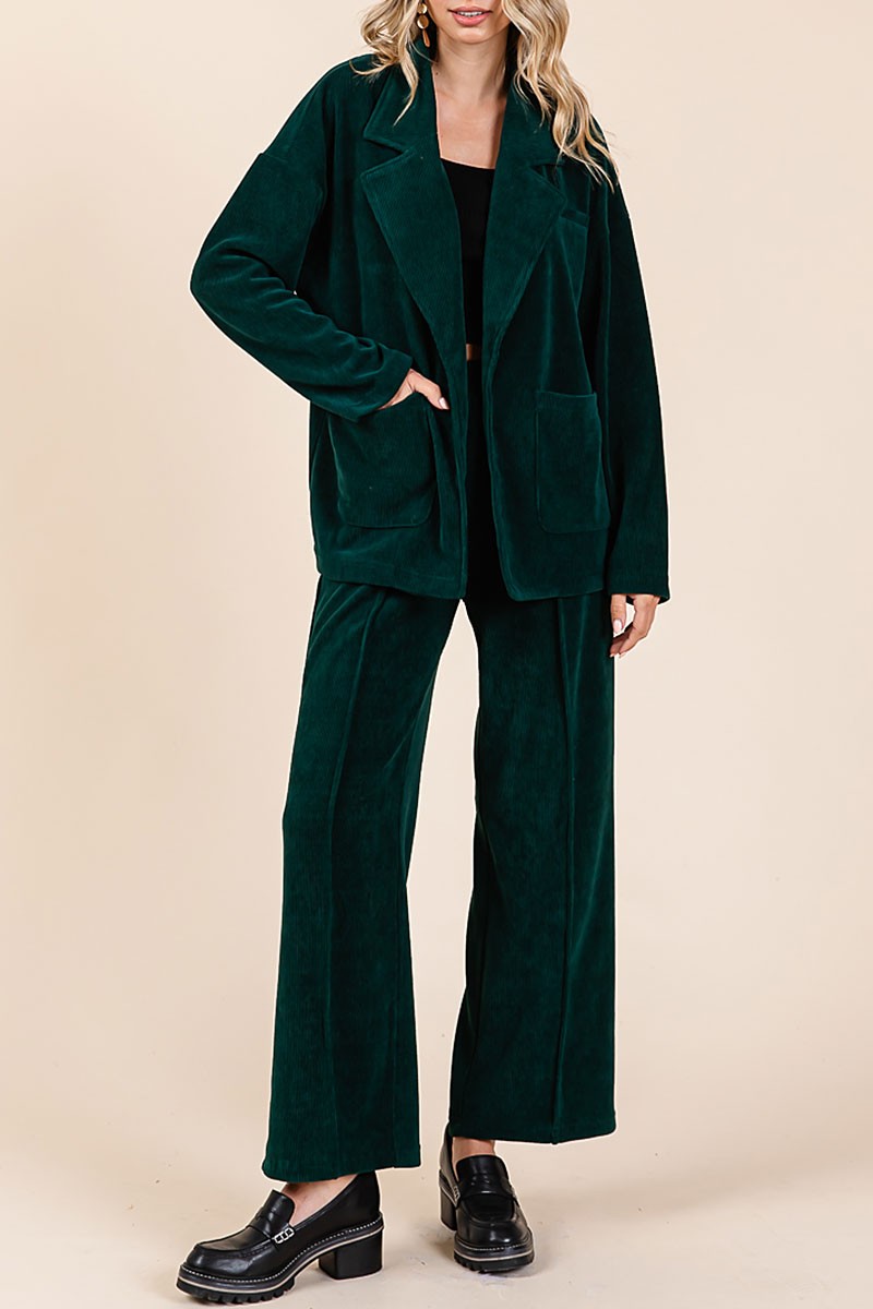 Oversized soft corduroy blazer and pants set (RSH2441)