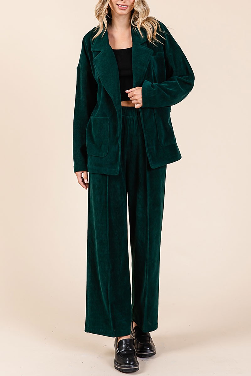 Oversized soft corduroy blazer and pants set (RSH2441)