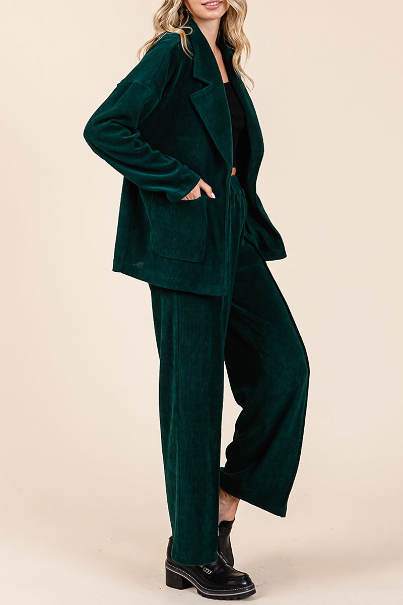 Oversized soft corduroy blazer and pants set (RSH2441)