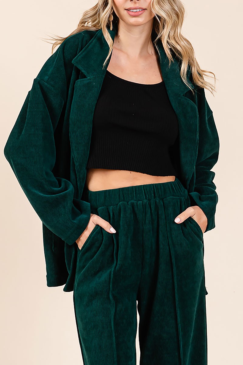 Oversized soft corduroy blazer and pants set (RSH2441)