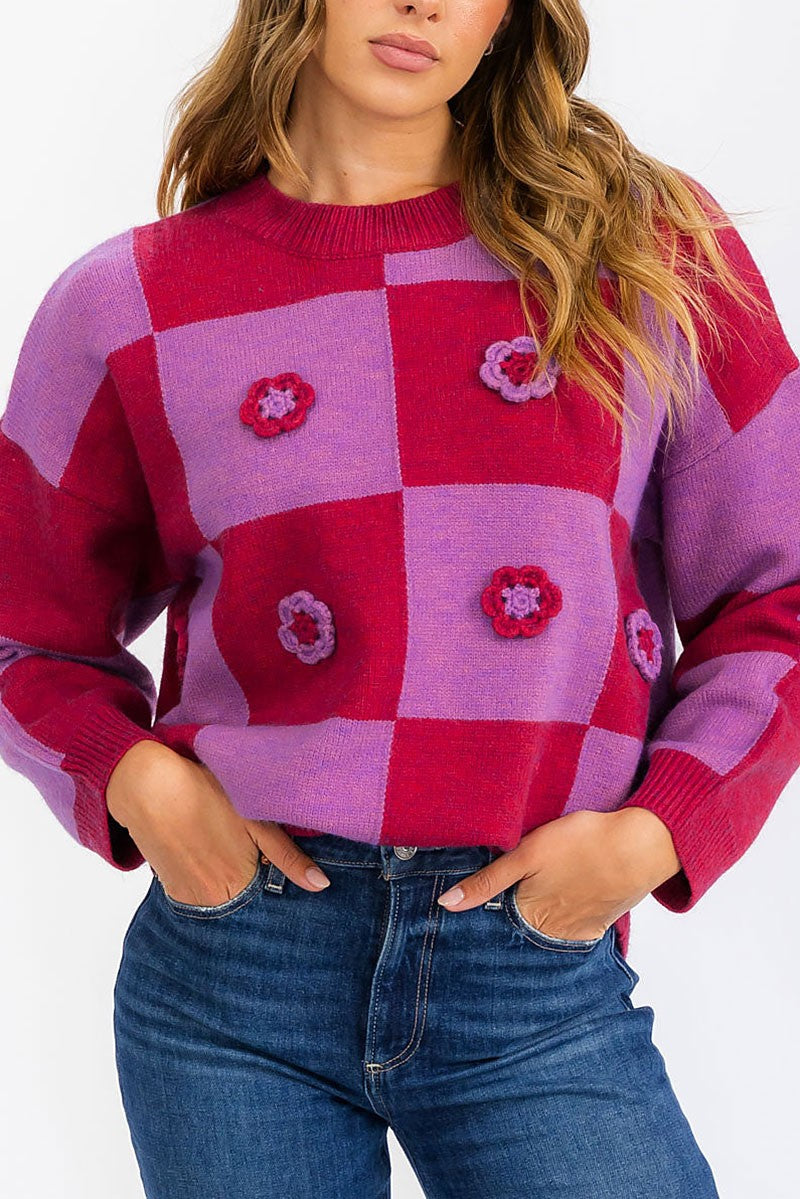 Multi color floral detail sweater (RVWT6181)