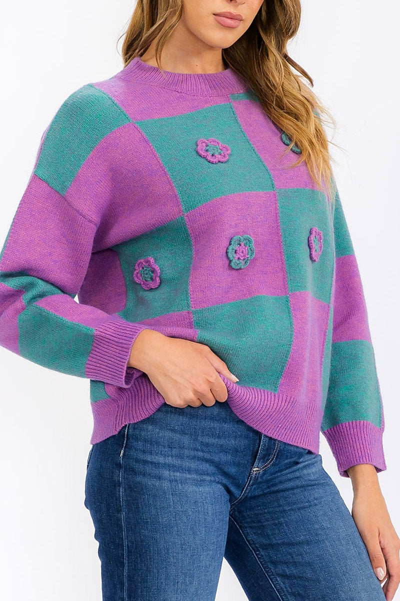 Multi color floral detail sweater (RVWT6181)