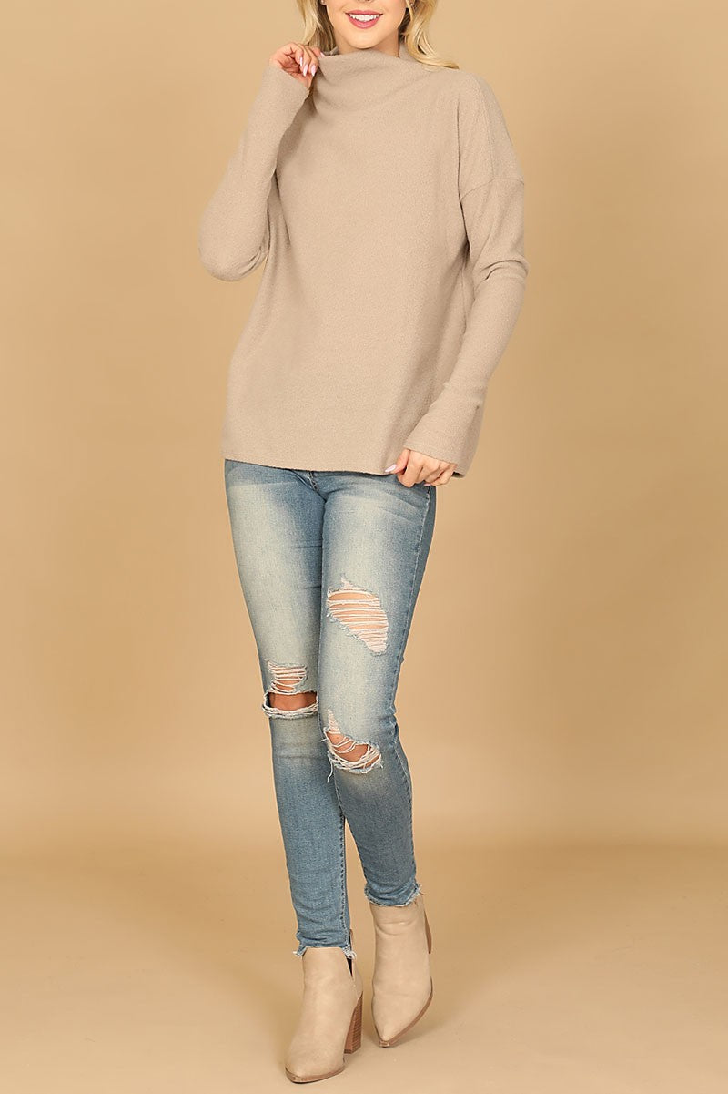 Long sleeve cowl neck solid top (RT8060)