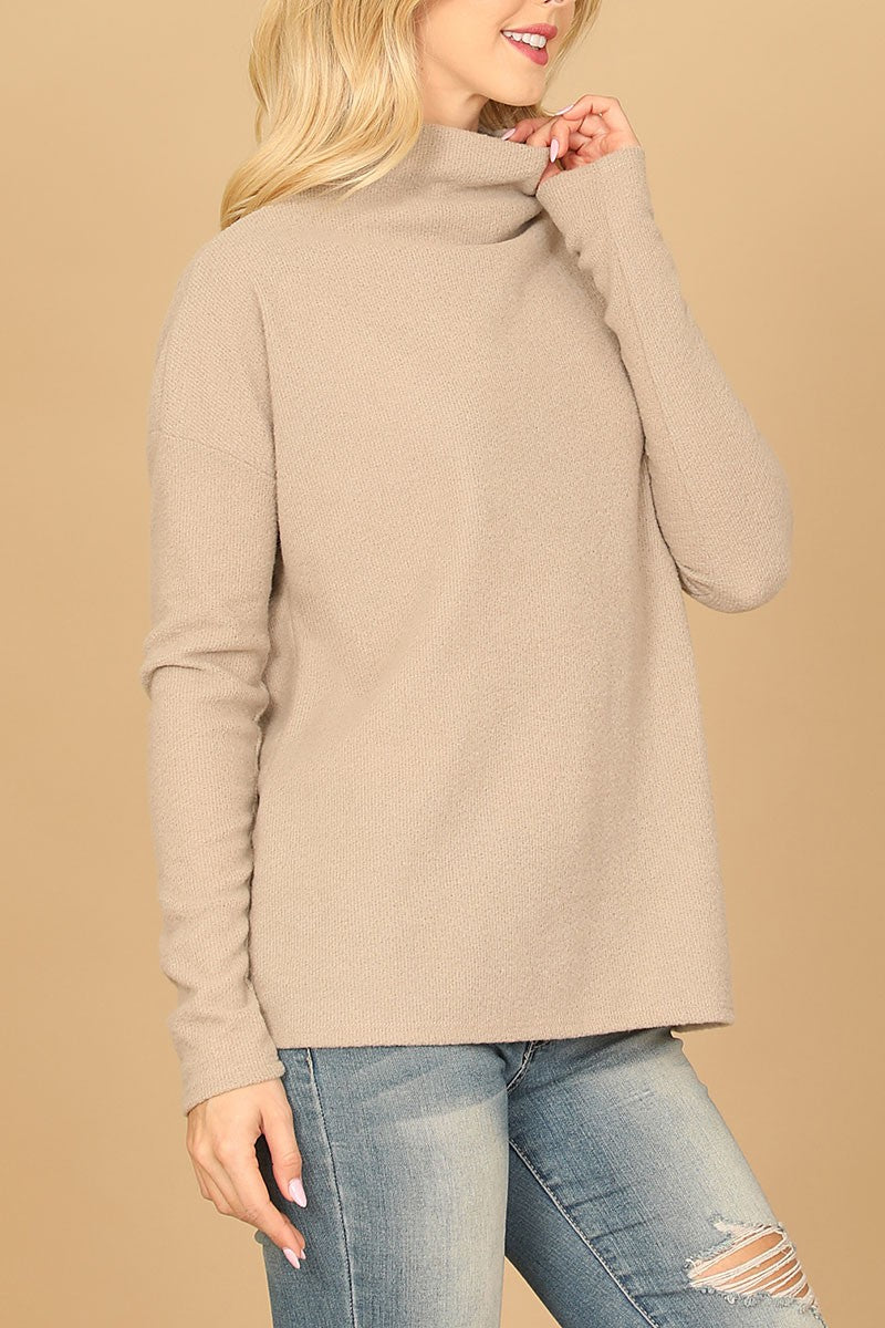 Long sleeve cowl neck solid top (RT8060)