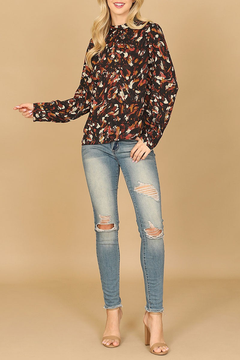 Long sleeve painterly top (RT8061)