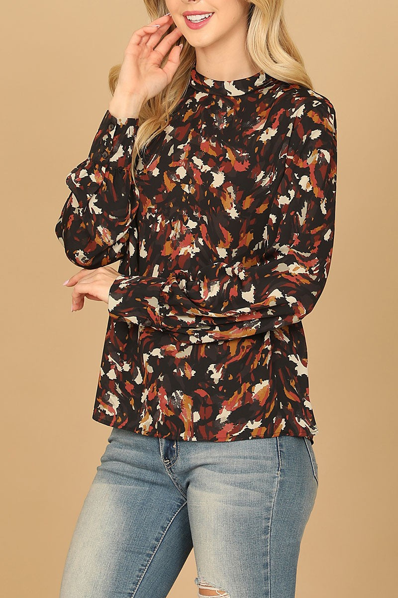 Long sleeve painterly top (RT8061)