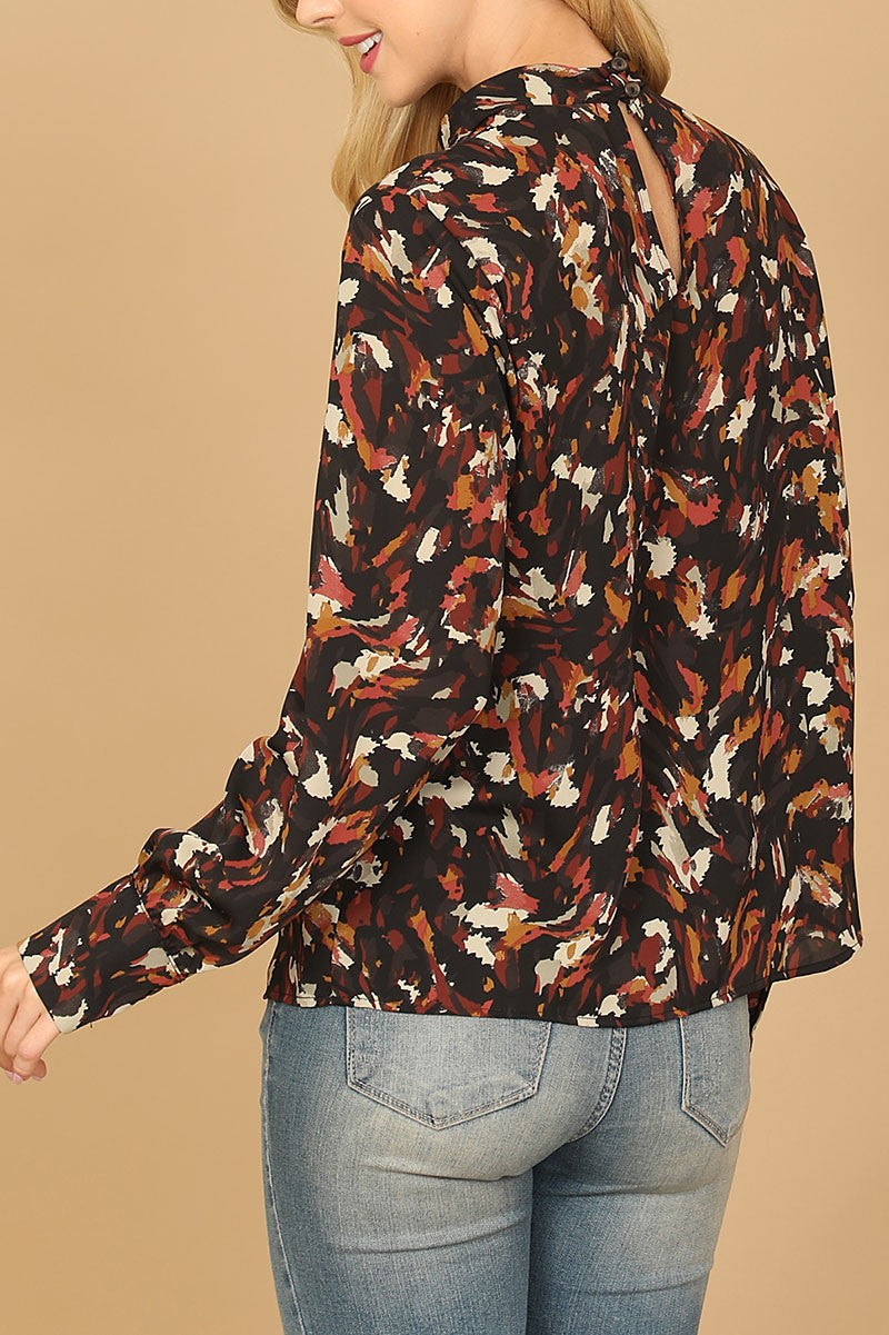 Long sleeve painterly top (RT8061)