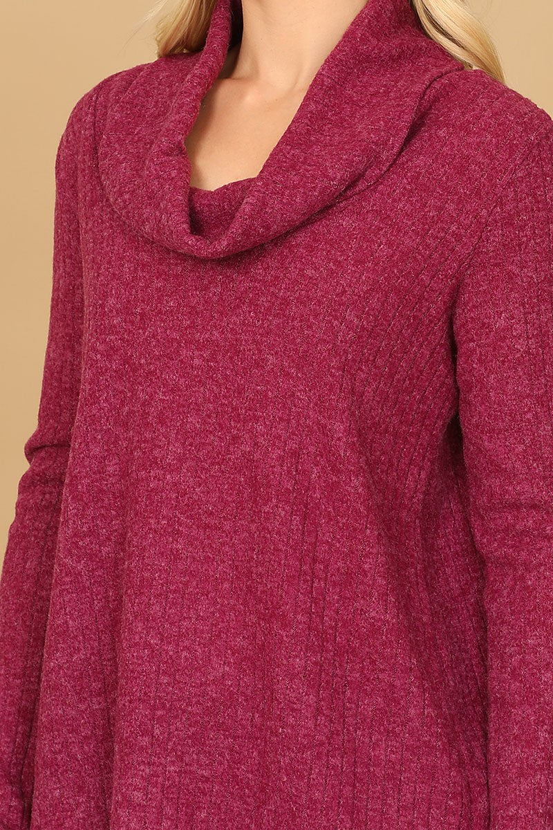 Long sleeve cowl neck ribbed top (RT8064)