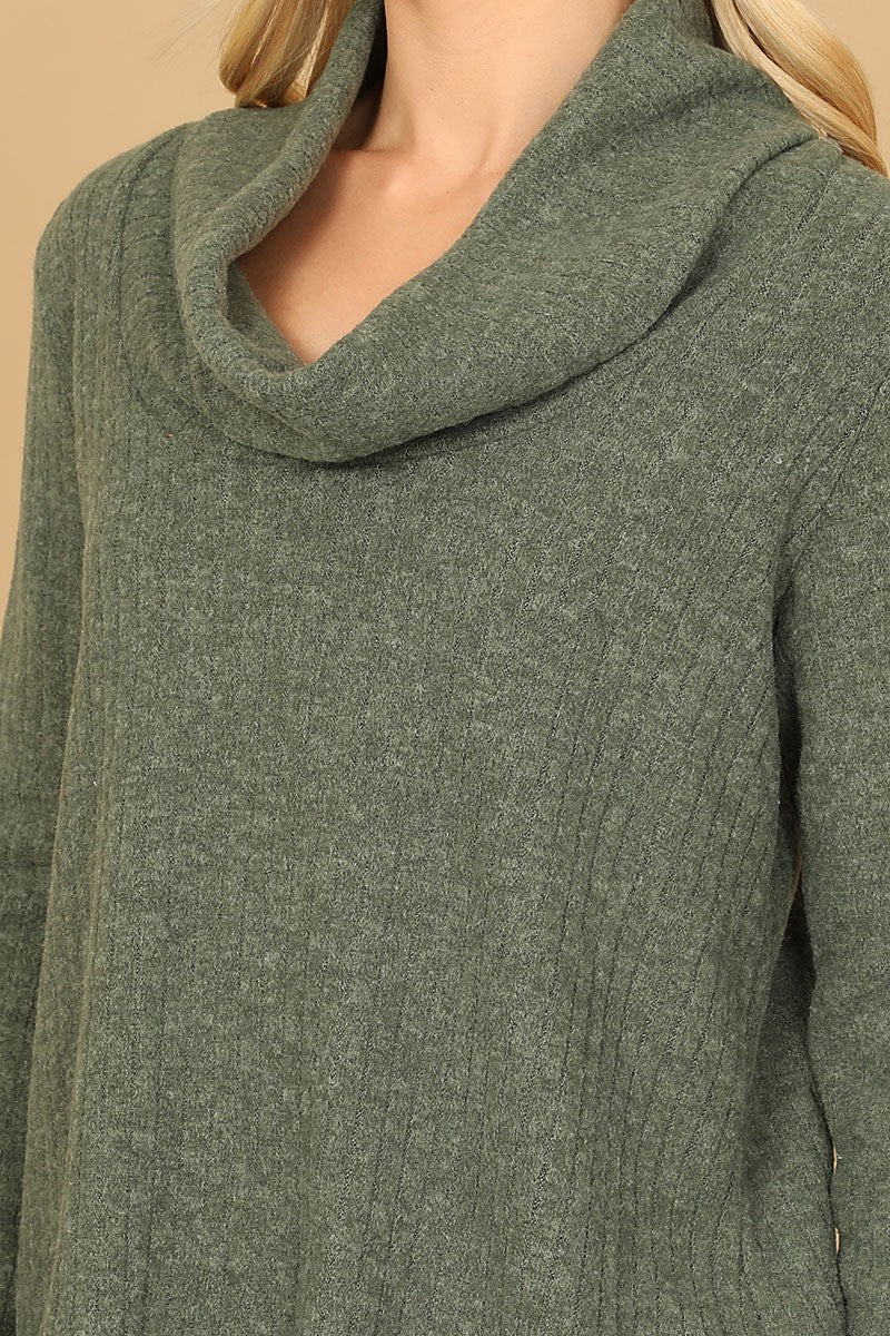 Long sleeve cowl neck ribbed top (RT8064)