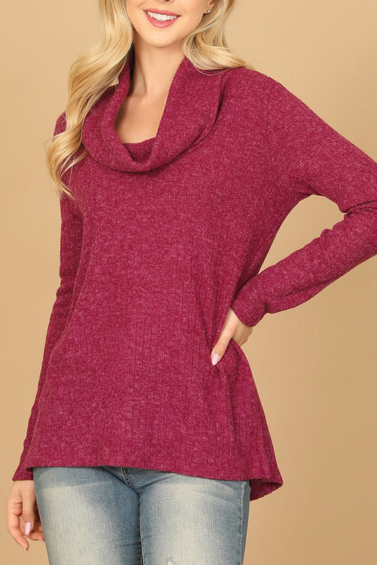 Long sleeve cowl neck ribbed top (RT8064)