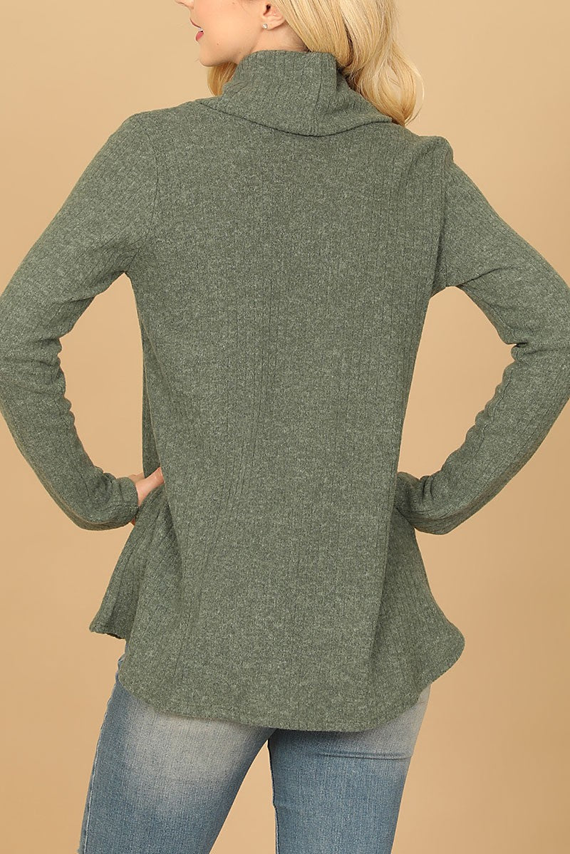 Long sleeve cowl neck ribbed top (RT8064)