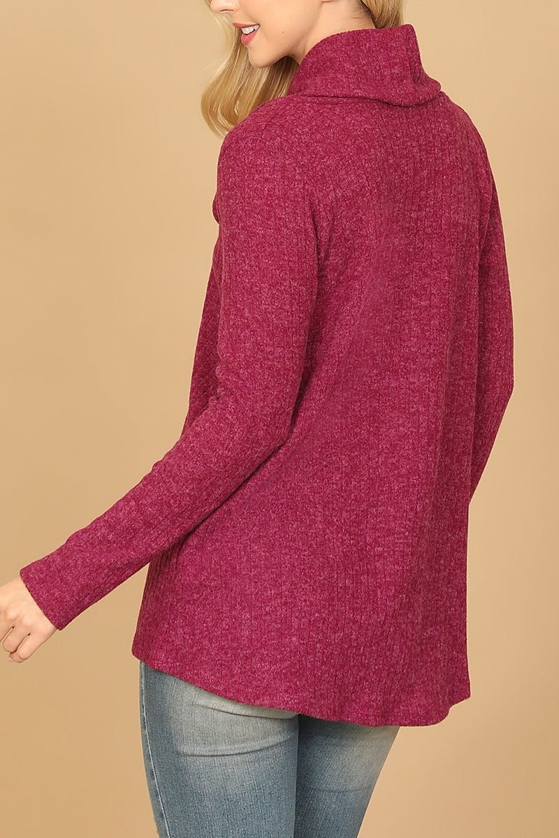 Long sleeve cowl neck ribbed top (RT8064)