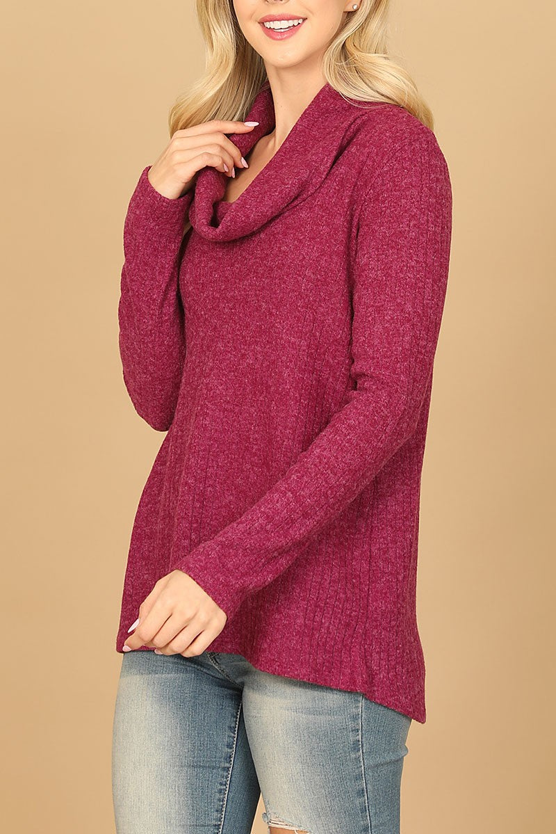 Long sleeve cowl neck ribbed top (RT8064)