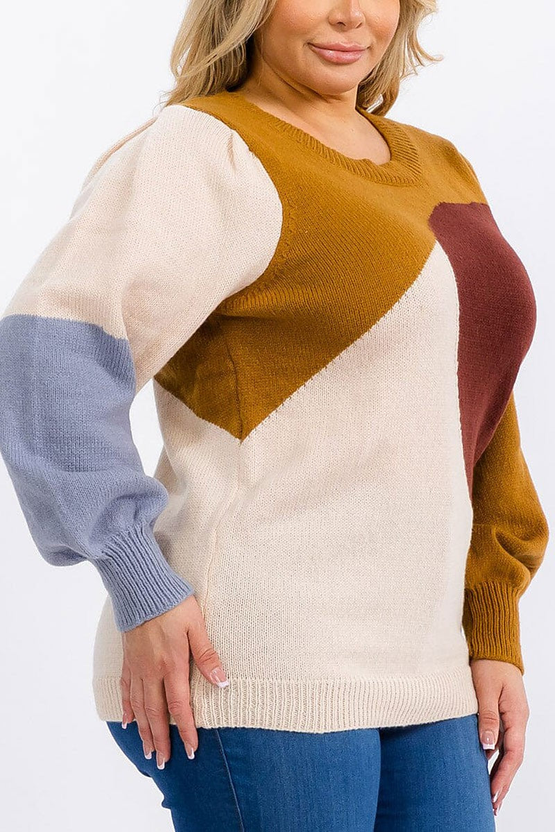 Long sleeve colorblock pullover sweater (RVWT6234)