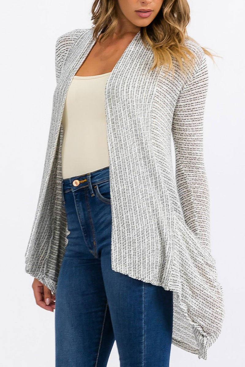 Long sleeve open front detailed pockets cardigan (RVWT6302)