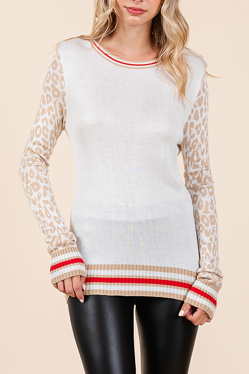 Color block sweater with band detail (RSH2445)