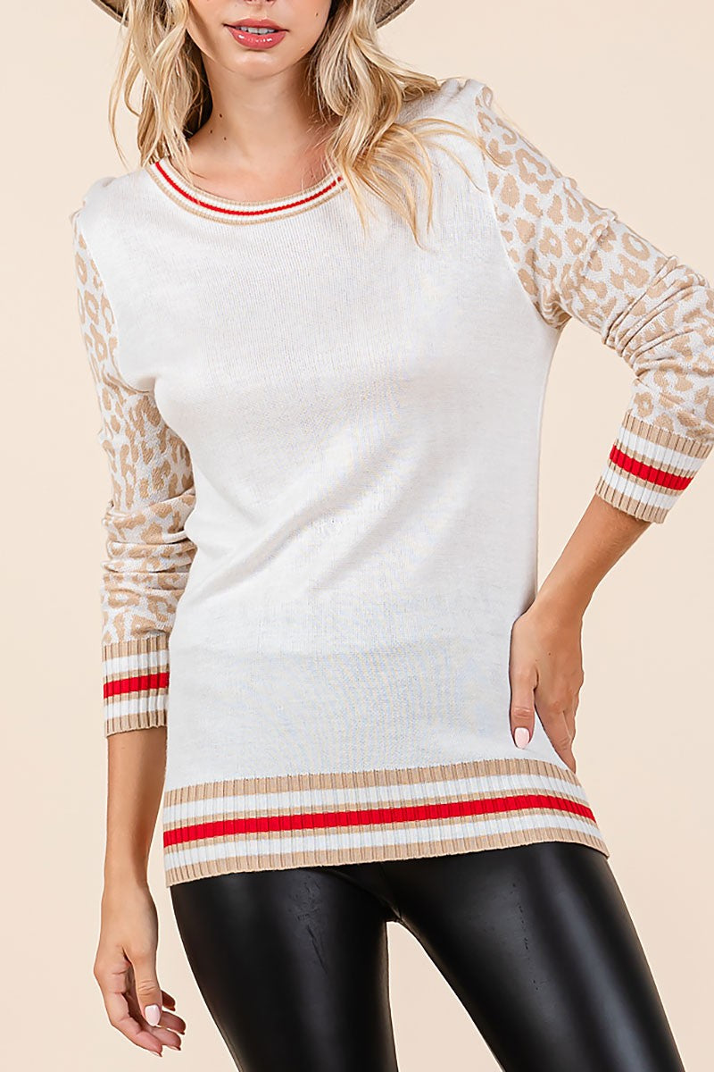 Color block sweater with band detail (RSH2445)